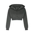 thumbnail image 5 of Diufon Women's Zip Up Cropped Hoodie Sweatshirts Fall Winter Trendy Long Sleeve Warm Jacket Casual Loose Coat, 5 of 7