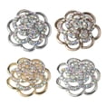 thumbnail image 1 of 4 Piezas Flor Aleación Rhinestone Cristal Bufanda Hebilla Botones con Espalda Plana Resultados, 1 of 9