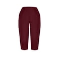 thumbnail image 6 of Stamzod Womens Capri Pants Elastic Waist Casual Capris with Pockets Summer Beach Vacation Cropped Pants Wine XXL, 6 of 7