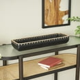 thumbnail image 2 of DecMode 24" x 7" Black Mango Wood Handmade Nesting Tray with Hand Sewn Seagrass Accents, 1-Piece, 2 of 9