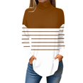 thumbnail image 2 of Topvent Tee Shirts For Women Fall Casual Long Sleeve Shirts Sweatshirt Stripe Printed High Neck Top Pullover, 2 of 5