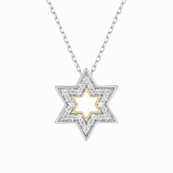 Cali Trove Diamond Star of David Pendant Necklace 1/10 Ct Natural Diamonds Spiritual Jewelry