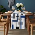 thumbnail image 2 of Blue Black Geometric Table Runner - 72 Inch Long, Kitchen Dining Table Runner Dresser Scarves, Modern Minimalist Stripes Aesthetic Farmhouse Decor for Coffee Tables Wedding Party Banquet, 2 of 8