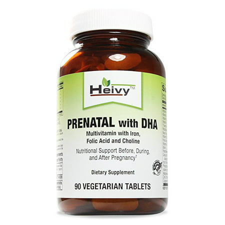 Prenatal DHA avec multivitamines avec fer, acide folique, et de choline, 90 Tabs Veg