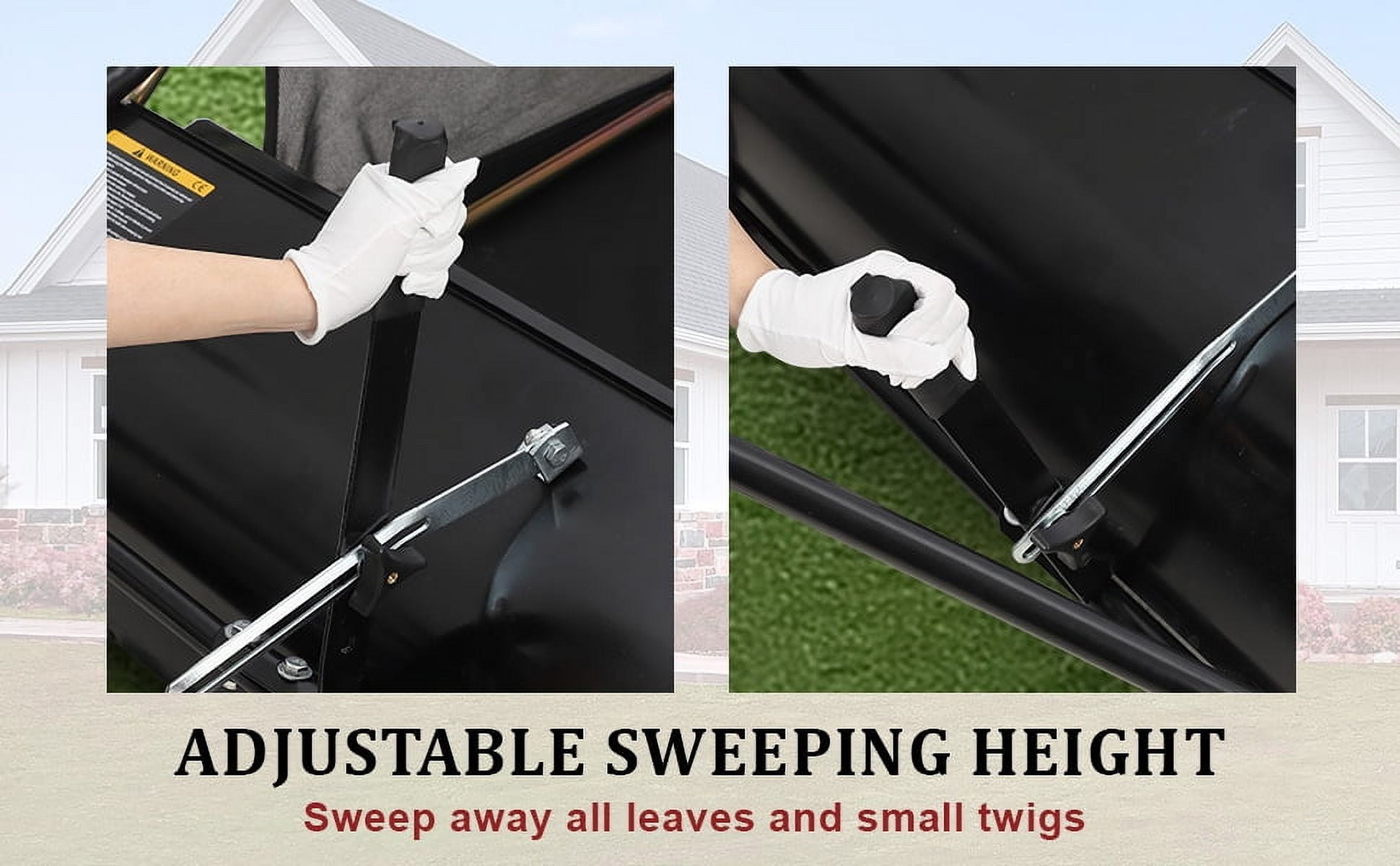 strundghti 48"Tow Behind Lawn Sweeper,Large Capacity Leaf&Grass Collector with Adjustable Sweeping Height,Dumping Rope Design for Picking up Debris&Grass