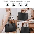 thumbnail image 6 of Laptop Bag for Women 15.6 Inch Laptop Tote Bag Leather Classy Computer Briefcase for Work Waterproof Handbag Professional Shoulder Bag Women Business Office Bag Large Capacity Black, 6 of 6