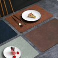 thumbnail image 4 of 4pcs, Leather Placemats, Rectangular, Waterproof, Heat Insulated Table Mats For Dining Kitchen, Brown Cowhide Pattern Design, 4 of 5