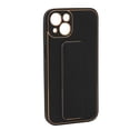thumbnail image 4 of Funda innovadora para teléfono con marco de metal completo, cubierta protectora anticaída de cuero para teléfono con pulsera con soporte plegable para Iphone 13, color negro, 4 of 8