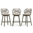 thumbnail image 6 of Dycanpo 26'' Swivel Bar Stools Set of 3, Counter Height Stools with Woven Backrest & Footrest, Beige, 6 of 7