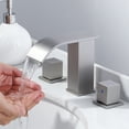 thumbnail image 2 of WOWOW Brushed Nickel Waterfall Bathroom Faucet - 8 inch Widespread Bathroom Faucets for Sinks 3 Hole, Modern 2 Handles Bathroom Sink Faucet with Pon up Drain and cUPC Supply Lines, 2 of 7