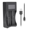 thumbnail image 4 of Cargador de batería SEIVI PC portátil de viaje con pantalla LCD inteligente, USB, doble ranura, para NiMH, NiCd, AA, AAA, Li-ion, LiFePO4, IMR, 18650, 26650 y 14500, 4 of 10