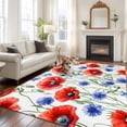 thumbnail image 2 of Non-Slip Rug Pad Rugs Country Blue Red Flowers Leaves Rectangle Area Rugs 5x7Ft Soft Carpet Pads for Living Room Kids Room, Spring Botantical, 2 of 9