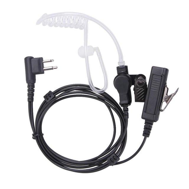 Auricular de tubo acústico para radios bidireccionales con micrófono encubierto de 2 pines