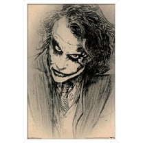 DC Comics Movie - The Dark Knight - The Joker - Sketch Wall Poster, 14.725" x 22.375", Framed