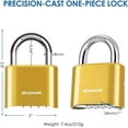 thumbnail image 7 of 4-Digit Combination Lock, Heavy Duty Padlock Metal, Outdoor Alloy Locks with Hardened Steel Shackle, High Security Weatherproof Large Padlocks for Gym, School, Locker, Fence, Gate, Hasp, Case-Golden, 7 of 7