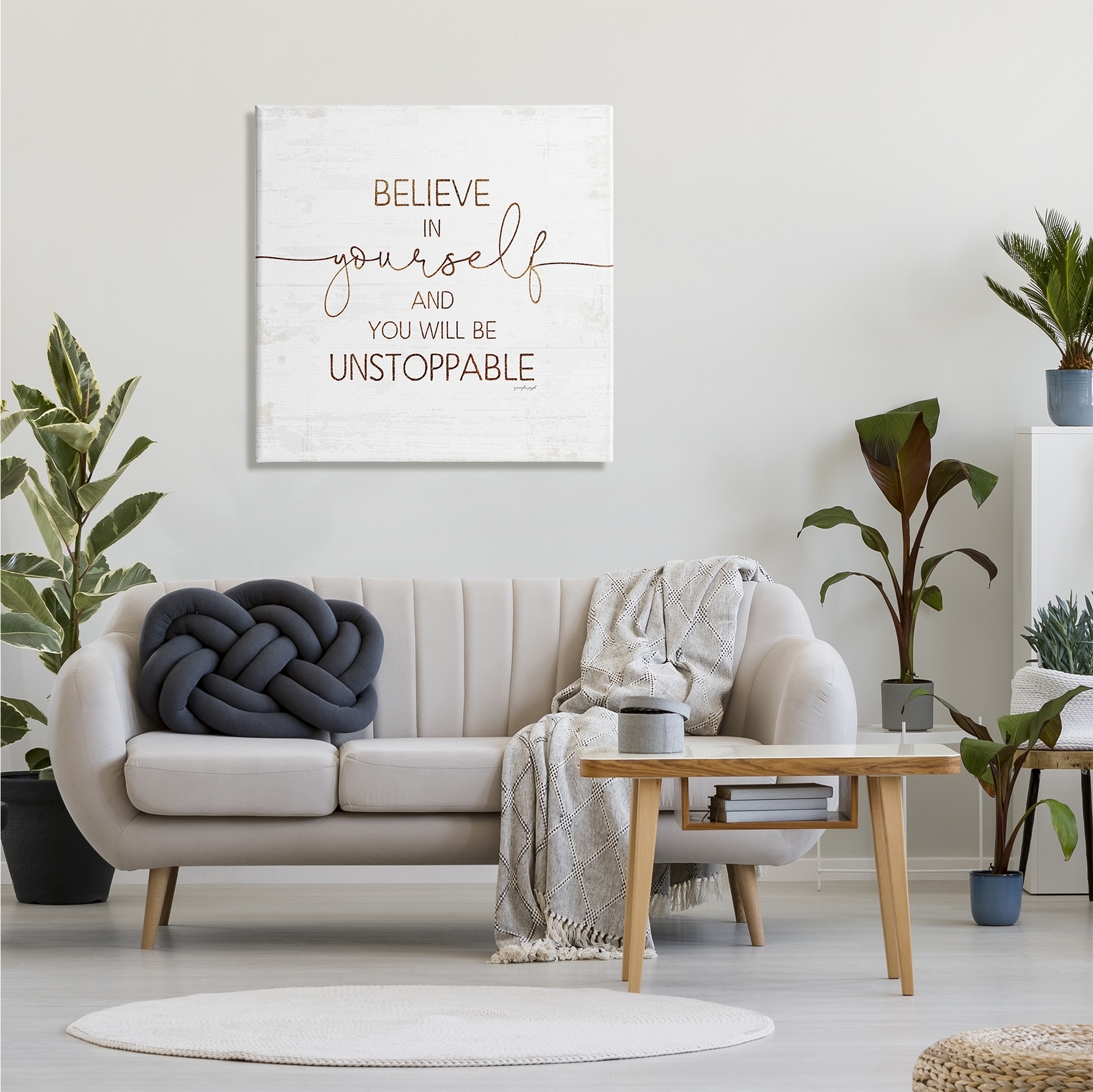 Stupell Indtries Believe In Yourself Be Unstoppable Phrase Rtic Typography,30 x 30,Design by Jennifer Pugh
