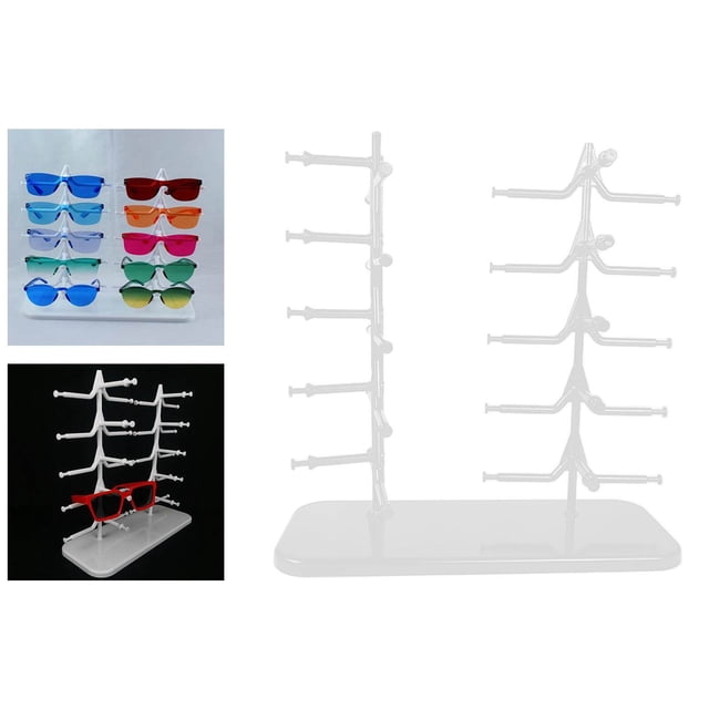 pitrice 10 Pairs Sunglasses Display Frame Rack Display Counter Rack Eyeglass Glasses Stand sunglass eyeglass display stand Holder White