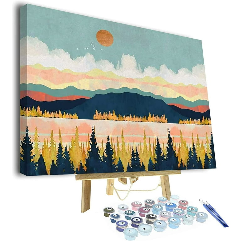 1pc Paint By Number Mountain Kit,Paint By Numbers Kit For Adults,Abstract  Landscape Painting Gift,Wall Decor 15.7x19.7in