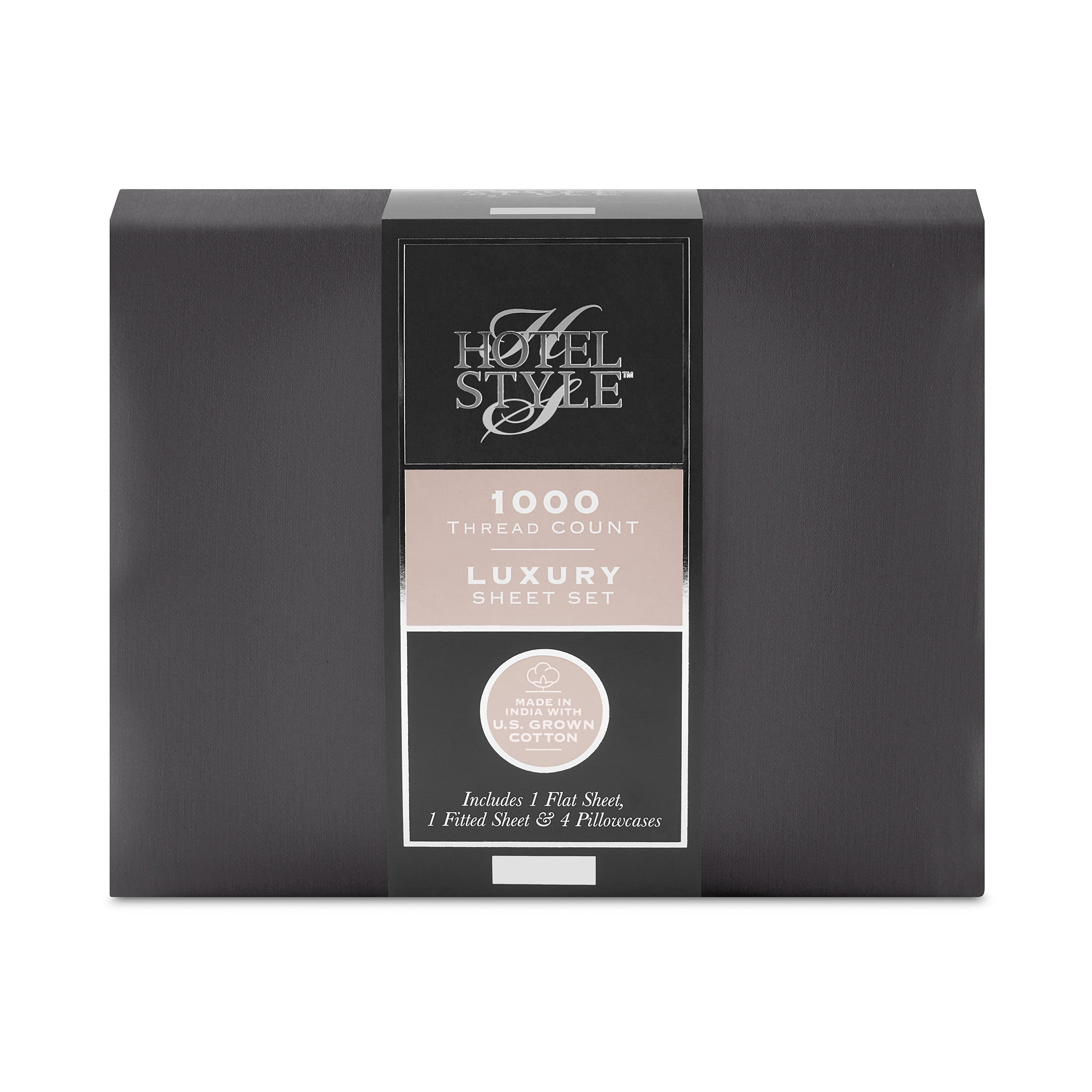 Hotel Style 6-Piece 1000 Thread Count, Dark Gravel, U.S. Grown Cotton Rich Blended Luxury, Bed Sheet Set, King