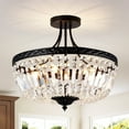 thumbnail image 5 of FINE MAKER 6-Light E26 Round Crystal Ceiling Light Fixture Modern Semi Flush Mount Chandelier Ceiling Lamp for Living Room Dining Room, 5 of 8