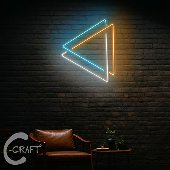 C-CRAFT Double Triangle Neon Led Light Up 18 inch for Store Shop Home Bar Wall Decor