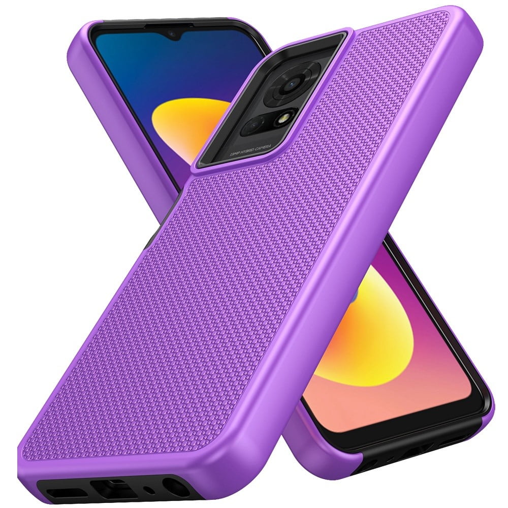 Xpression Phone Case For AT&T Motivate Pro 5G Dual Layer Heavy-Duty Hybrid Rugged Case Rugged Texturized TPU & PC Shockproof Silicone Military Grade Cover, Purple