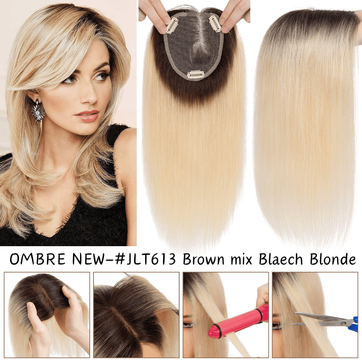 Benehair 10*12cm Side Part Clip In Hairpiece 100% Remy Real Human Hair Topper Hair Piece Wigs Handtied Lace Base For Woman Thin Hair Loss Top Piece Brown 10inch