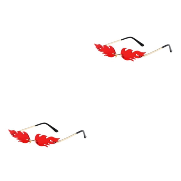 Sonducket Gafas de sol duraderas para el día a día Gafas fiables para todas las ocasiones Moda Sin marco Impermeable Flame Fire Red Red Rojo Rojo 2Conjunto