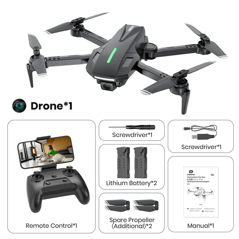  DEERC D10 Foldable Drone with Camera for Adults 720P