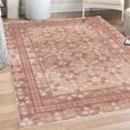 thumbnail image 1 of Vintage Decorative Rug, Nostalgic Retro Floral Petals Pastel Look Damask Check Victorian Motif, Quality Carpet for Bedroom Dorm and Living Room, 6 Sizes, Almond and Pale Ruby, by Ambesonne, 1 of 4