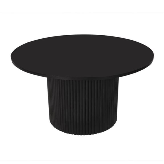 HomeRoots 568902 36 in. Black Solid Wood Round Pedestal Coffee Table