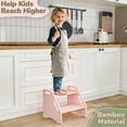 thumbnail image 5 of Jouetondream Two Step Stools, Bamboo Step Stool for kids, Non-Slip Toddler Stool with Handles for Bathroom, Bedside, kitchen, Living room, Pink, 5 of 8