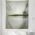 thumbnail image 1 of Nature Tapestry, Landscape Shady Tones with Isolated Trees over Island Calm Fog Blurry Environment Print, Fabric Wall Hanging Decor for Bedroom Living Room Dorm, 5 Sizes, Sepia, by Ambesonne, 1 of 1
