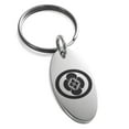 thumbnail image 1 of Stainless Steel Takigawa Samurai Crest Engraved Small Oval Charm Keychain Keyring, 1 of 1