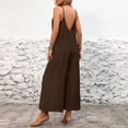 thumbnail image 5 of JULMCOMO Jumpsuits for Women Scoop Neck Adjustable Spaghetti Strap Loose Fit Summer Romper Low Back Sleeveless Wide Leg Flowy Jumpsuits Coffee XL, 5 of 7