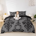 thumbnail image 3 of Homewish Western Boho Skull Twin Duvet Cover,Victorian Damask Twin Bedding,Halloween Comforter Cover,Black Reversible,2pcs,1 Duvet Cover and 1 Pillowcase, 3 of 6