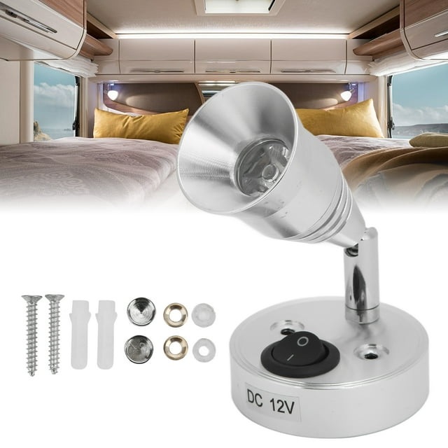 LED RV Reading Light 12V 3W Flexible Interior with Switch Truck Trailer Boat Yacht Caravan