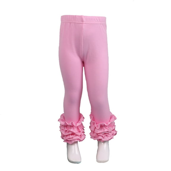KYAIGUO Little Girls' Ruffle Leggings Baby Infant Solid Color Pants Toddler Cotton Leggings Pants for 12M-8Y