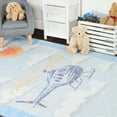 thumbnail image 3 of World Explorer Helicopter Indoor Flatweave Polyester Anti-Skid Kids' Area Rug, 4' x 6', Travel Cerulean Blue by Superior, 3 of 6