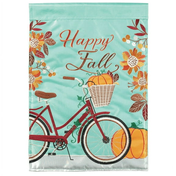 Magnolia Gardens M011434 13 x 18 in. Fall Bicycle Double Applique Garden Flag