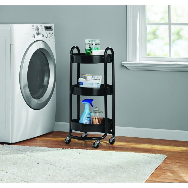 Free Shipping! Mainstays Metal Utility Cart, 3 Tier Round, Black