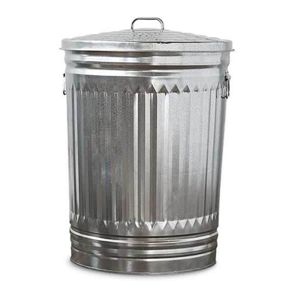 20 Gallon Galvanized Steel Trash Can with Lid - Silver - 17.5"x17.5"x23.5" - Durable Indoor/Outdoor Waste Bin - Kitchen, Garage, Patio Use