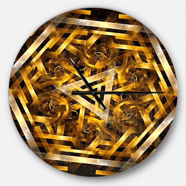 DesignArt Fractal 3D Yellowish Hexagon Large Wall Clock