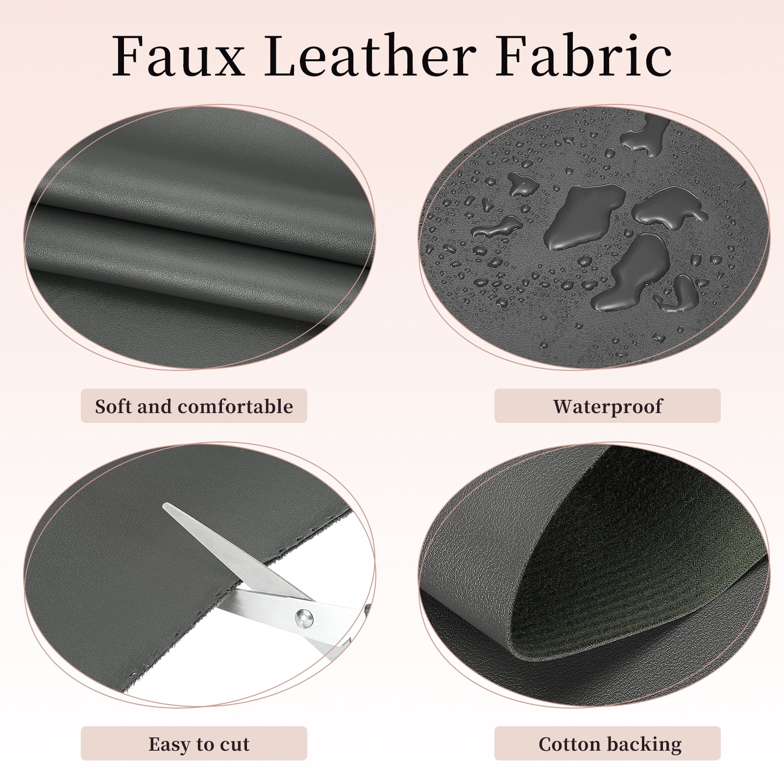 Uxcell Marine Vinyl Fabric, 54 Inch 1 Yard Upholstery Faux Leather Soft Waterproof Sheets Fabric for Crafts DIY Sewings Sofa Wallets Handbag Car, Gray