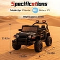 thumbnail image 5 of Xuanlur 12V Kids Ride on Car with Remote Control, Ride on Toys w/ Dual Drive, Four-Wheel Suspension, Bluetooth Music, LED Lights, USB, Shock Absorption, Toys Car for Kids Aged, Black, 5 of 8