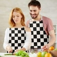 thumbnail image 3 of Black and White Checkered Pattern Apron-Garden Aprons for Women with Pockets-Cotton Linen Waterproof Kitchen Cooking Gardening Aprons Adjustable for Kitchen,Cooking,BBQ and Salon 33x27 Inch, 3 of 7