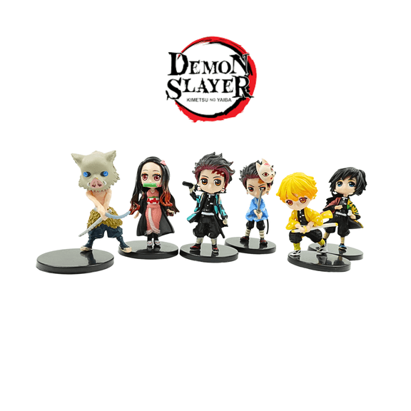 Figurine Cake Topper, 6 pcs Demon Slayer Cake Topper, Cartoon Cake Decorations for Anime Fans, Demon Action Figures, for Birthday Party Supplies