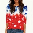 thumbnail image 4 of 3/4 Sleeve Patriotic Tops for Women USA Flag 4Th July American Red White Blue Star Stripe T-Shirt Plus Size White XL, 4 of 4