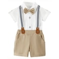 thumbnail image 5 of CARETOO Baby Boy Clothes Suits Romper Shirt BowTie Suspender Pants Formal Set Cotton Fabric 0-18M, 5 of 19