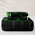 thumbnail image 5 of jejeloiu Grid Geometric Design Twin Quilt Set For Kids,Green Neon Striped Check Twin Coverlet Set For Boy,2pcs, 5 of 7